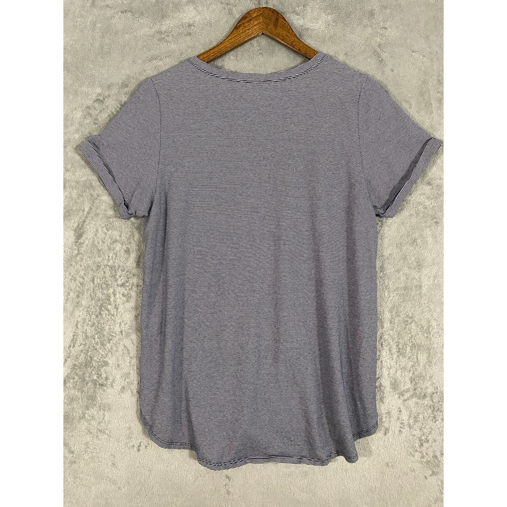 Soft Surroundings T-Shirt Sz XL Blue Stripe Pima Cotton Spandex Nautical Coastal - Picture 4 of 8